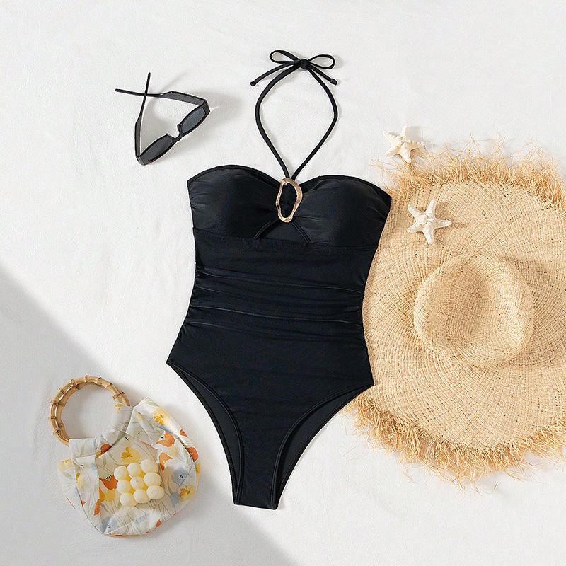 Halter Neck One-Piece Swimsuit with Ring Detail view 11