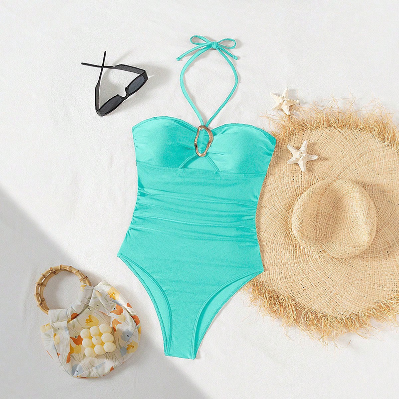 Halter Neck One-Piece Swimsuit with Ring Detail view 19
