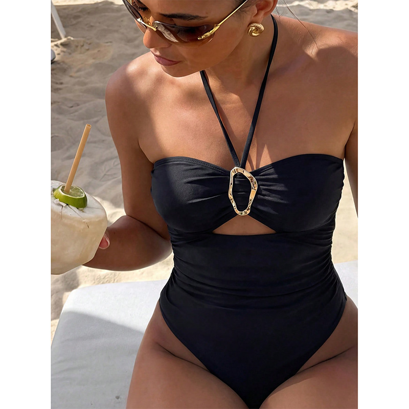 Halter Neck One-Piece Swimsuit with Ring Detail view 9