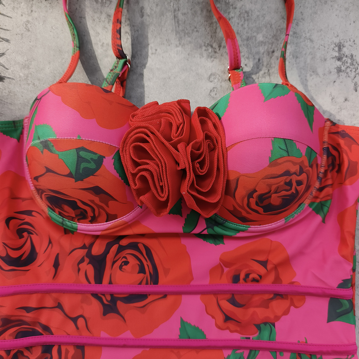 Women's One-Piece Swimsuit with Rosette and Cutout view 8