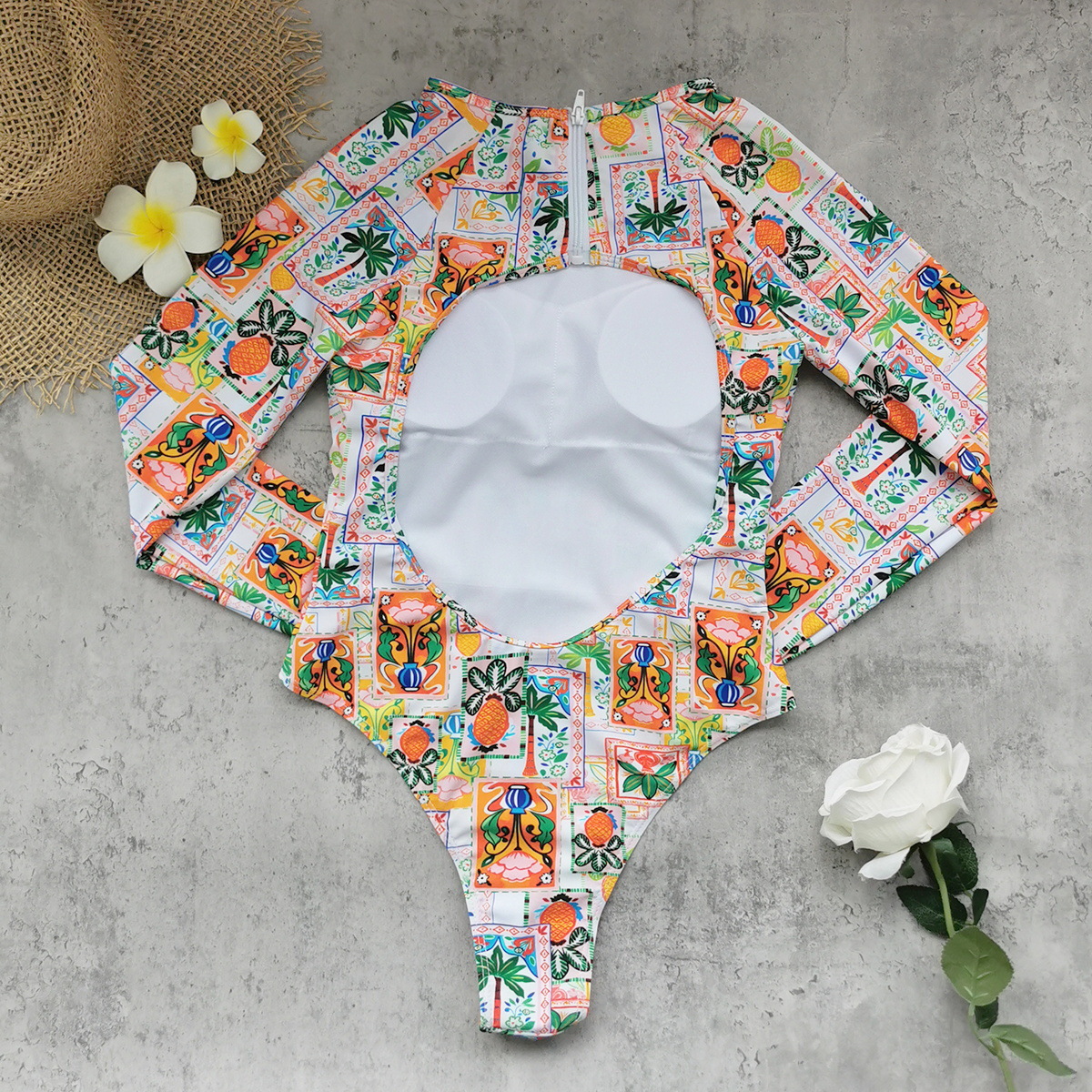 Long Sleeve Open Back One-Piece Swimsuit view 7
