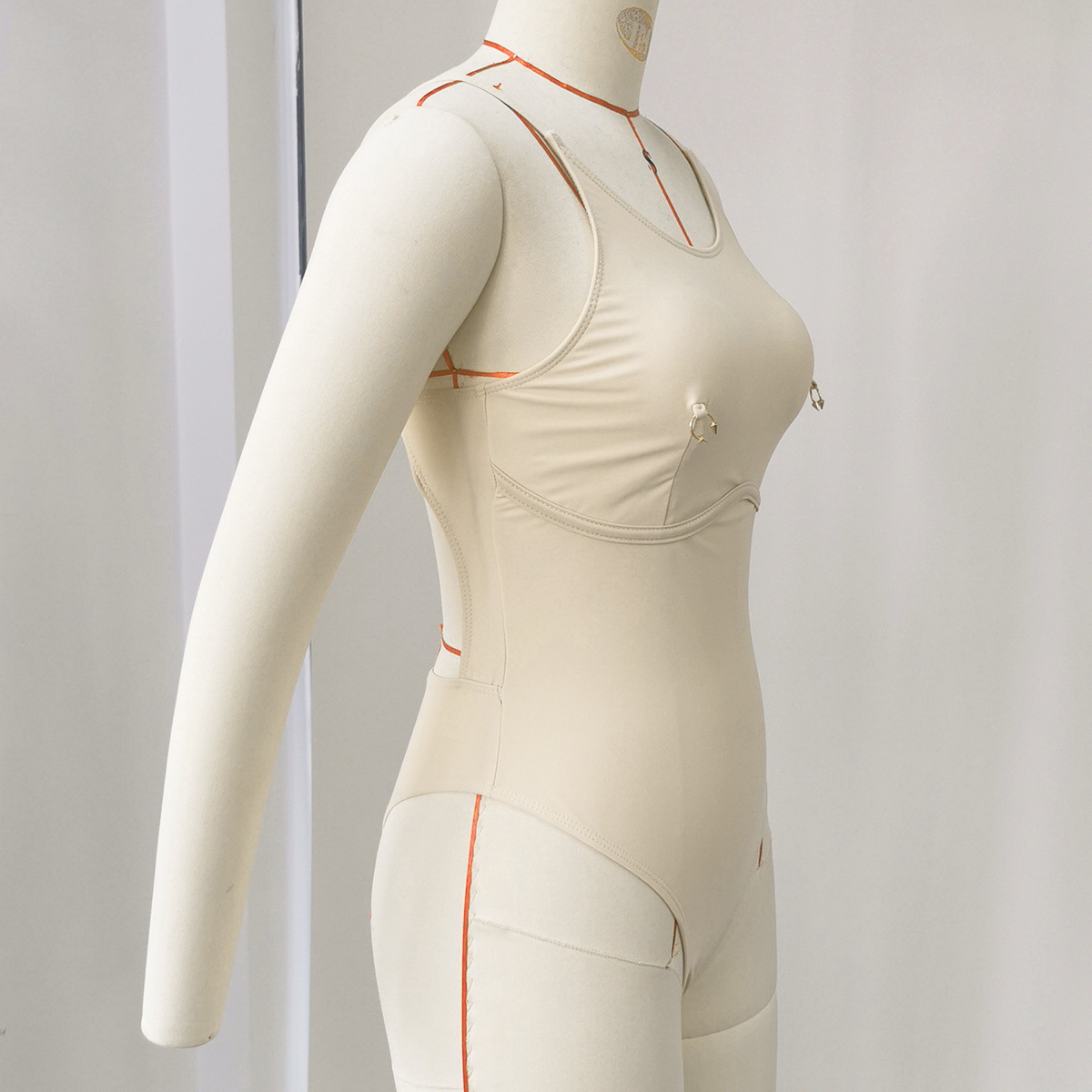 Scoop Neck One-Piece Swimsuit with Cross Back and High Cut Legs view 11