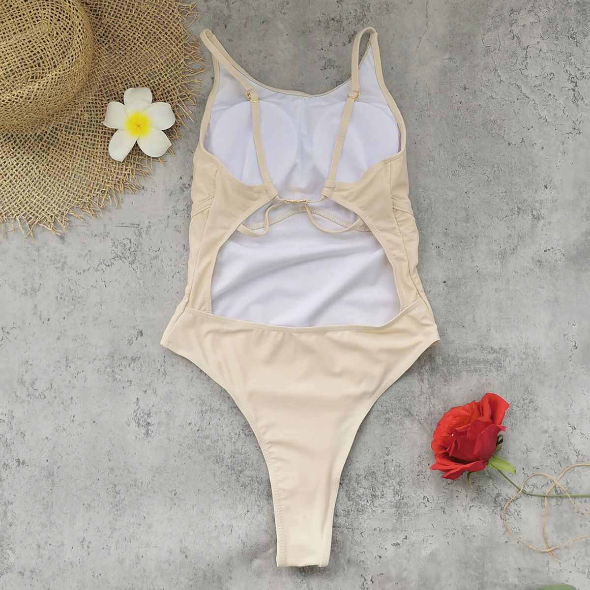 Scoop Neck One-Piece Swimsuit with Cross Back and High Cut Legs view 8