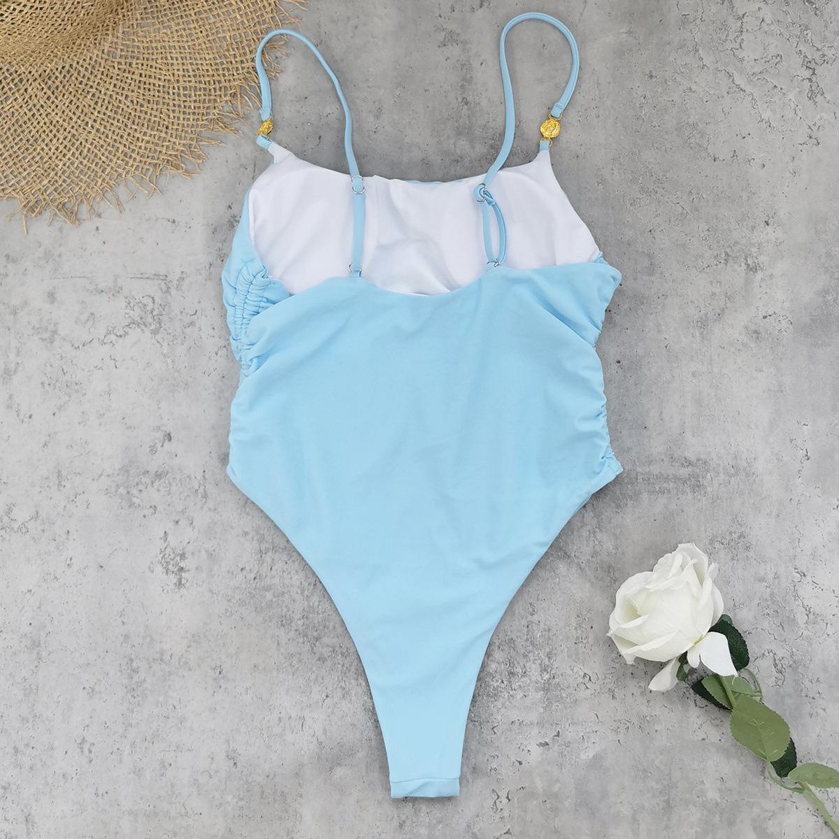 Ruched Open Back One-Piece Swimsuit view 5