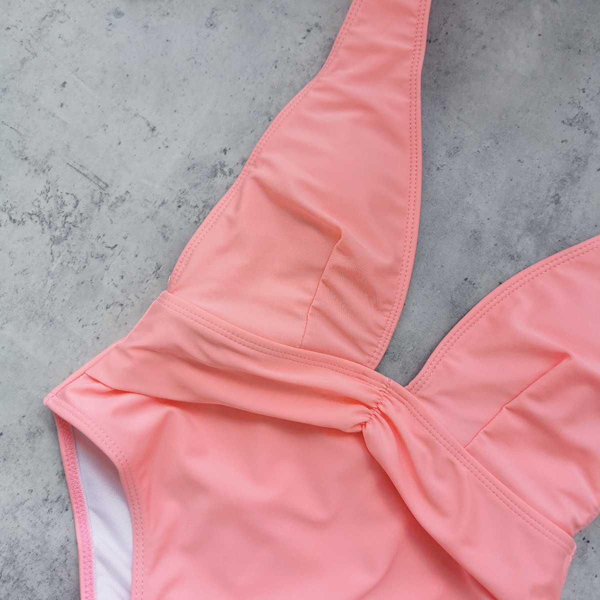 Plunge V-Neck One-Piece Swimsuit with Open Back and High Cut view 4