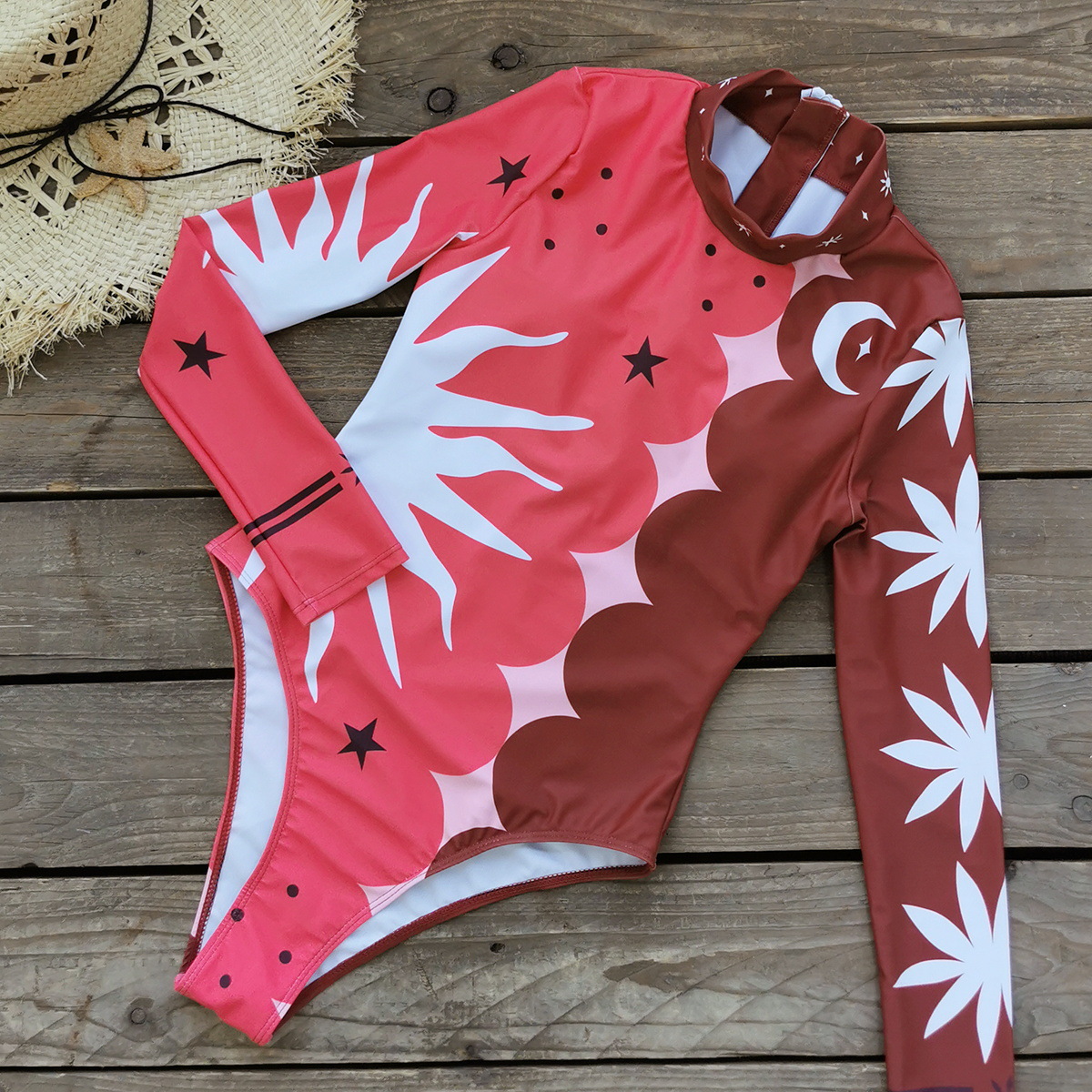 Long Sleeve High Neck Zip One-Piece Swimsuit view 5