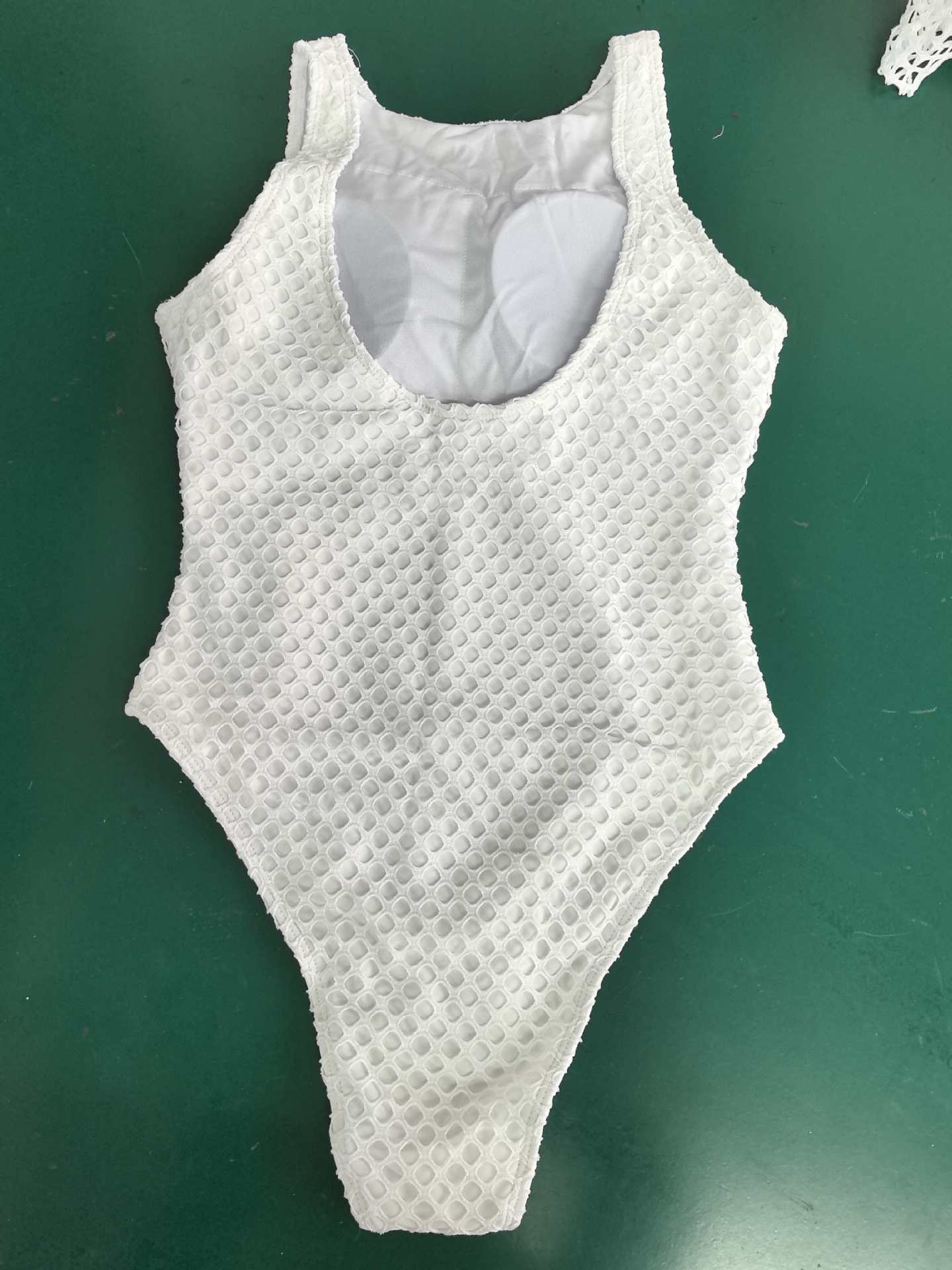White High Neck Sleeveless One Piece Swimsuit with Scoop Back and High Cut Leg