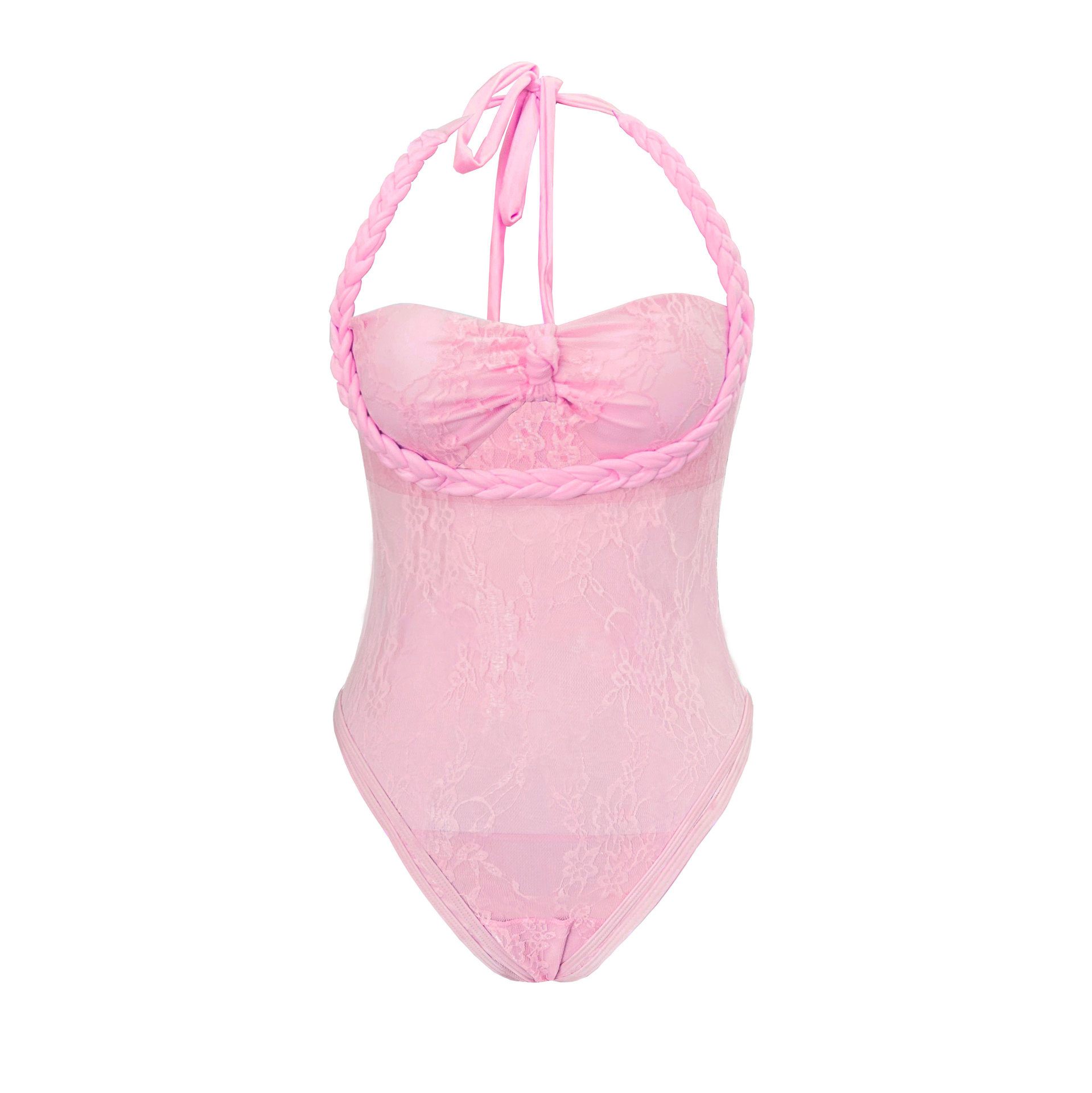 Halter One-Piece Swimsuit with Mini Skirt Set view 6