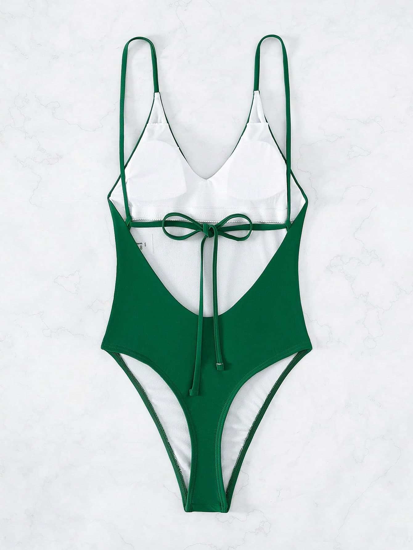 Women's V-Neck Backless One-Piece Swimsuit with Adjustable Straps view 54