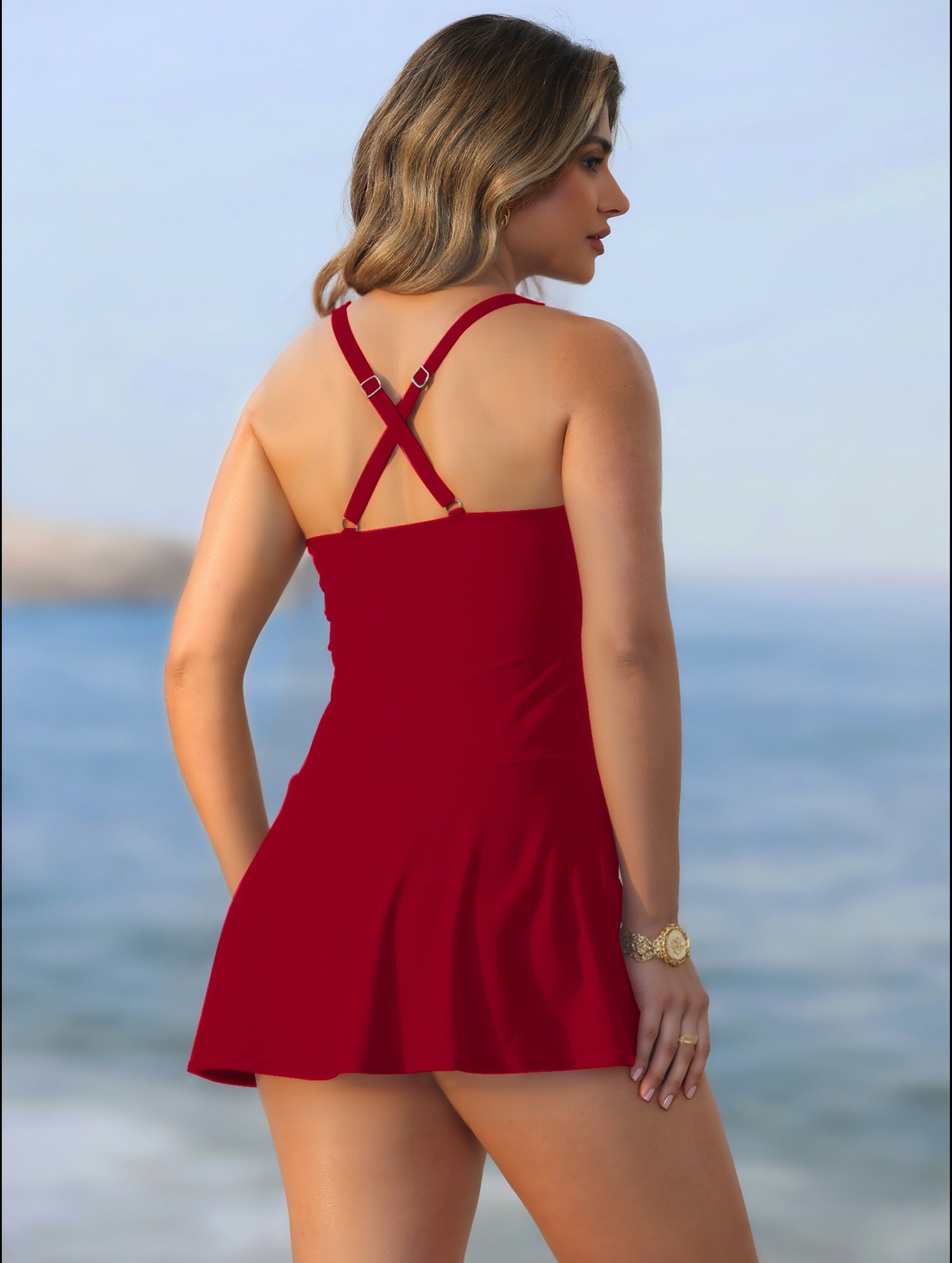 Women's Skirted One-Piece Swimsuit with Sweetheart Neckline view 7