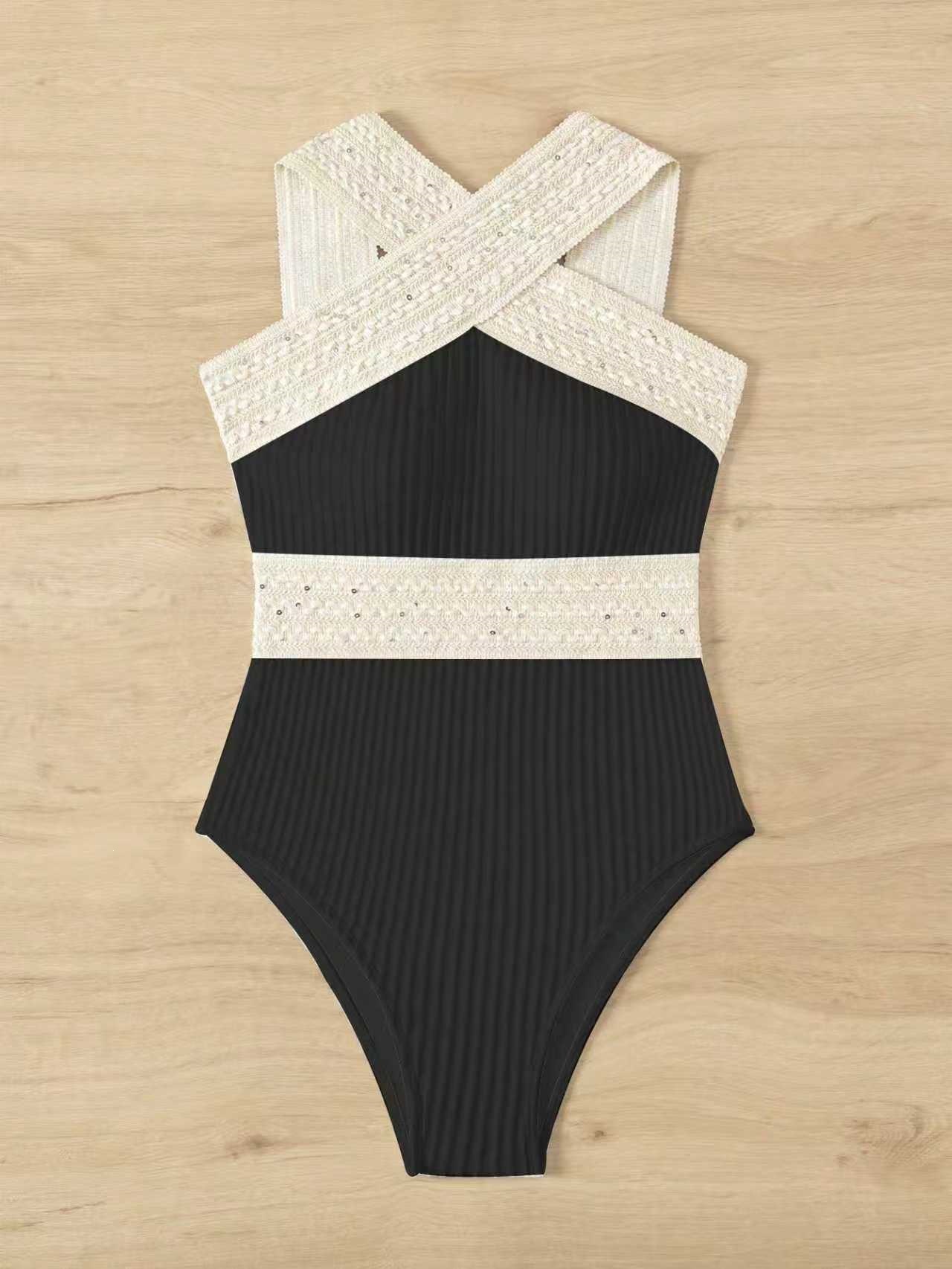 Crossover Front One-Piece Swimsuit with Waistband view 7