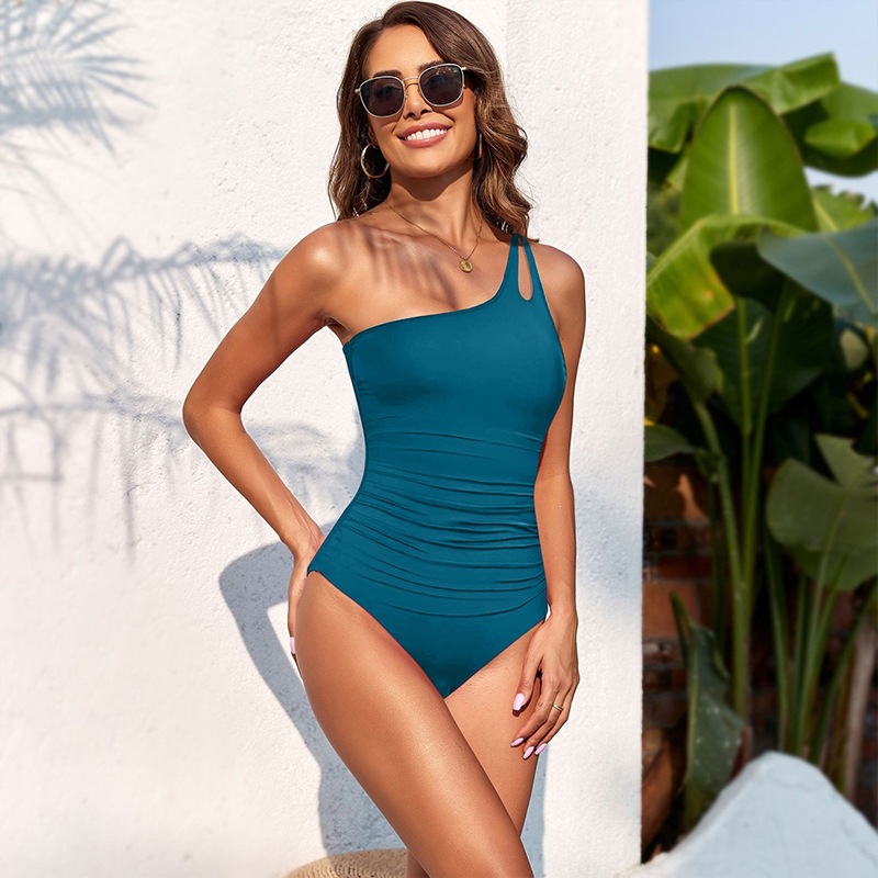 One-Shoulder Ruched One-Piece Swimsuit view 15