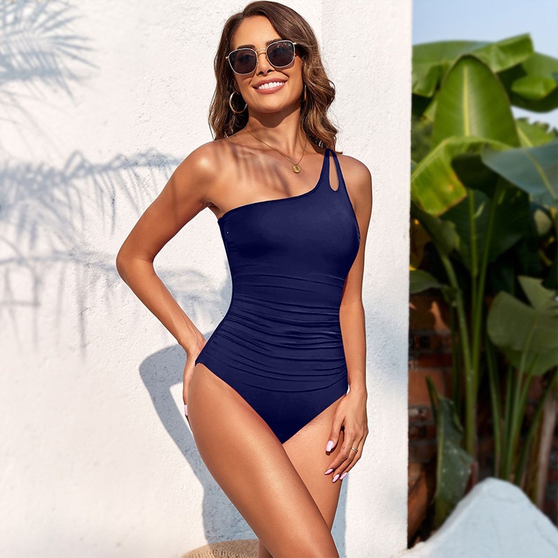 One-Shoulder Ruched One-Piece Swimsuit view 17