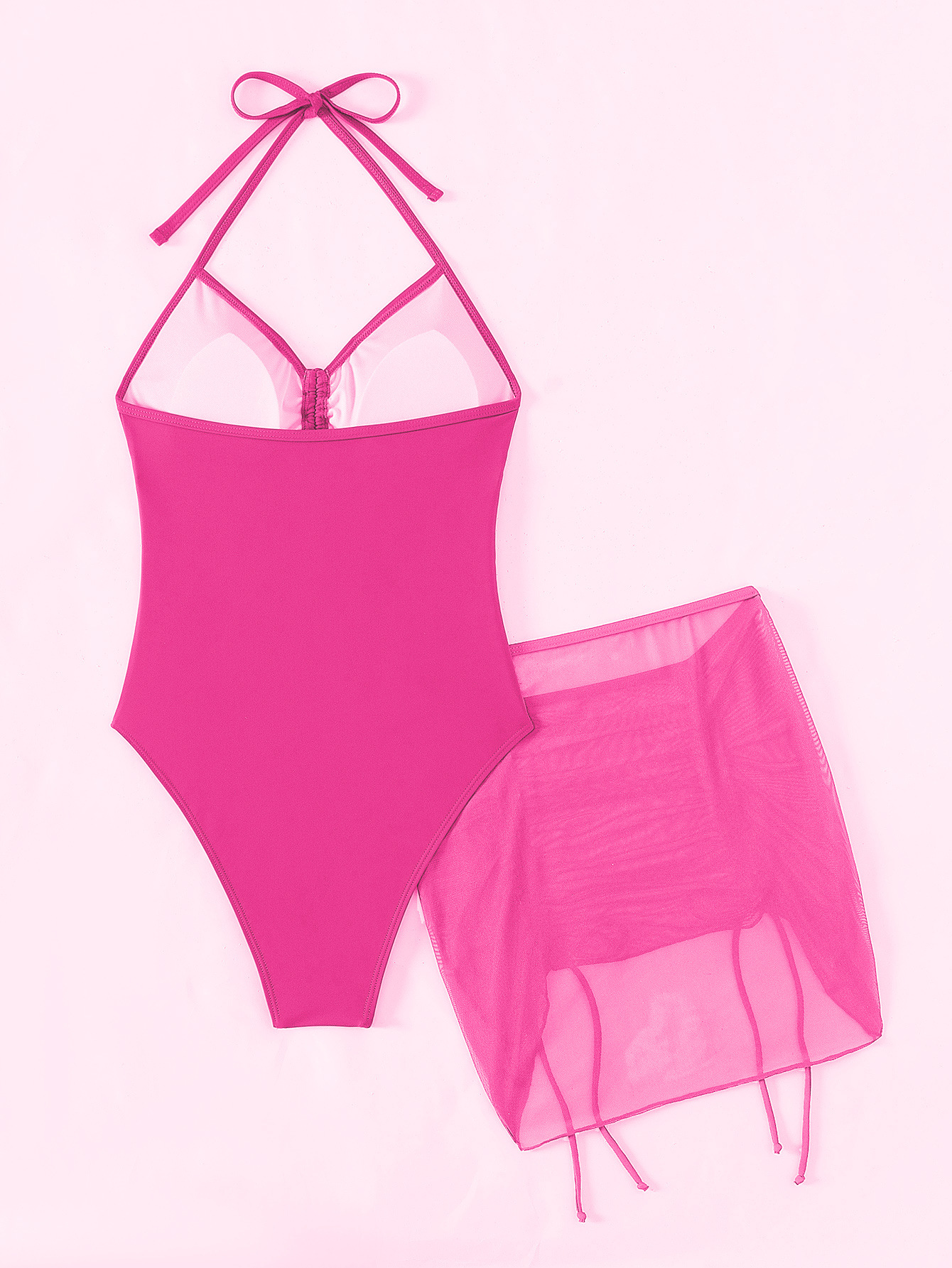 One-Piece Swimsuit and Ruched Skirt Set view 8
