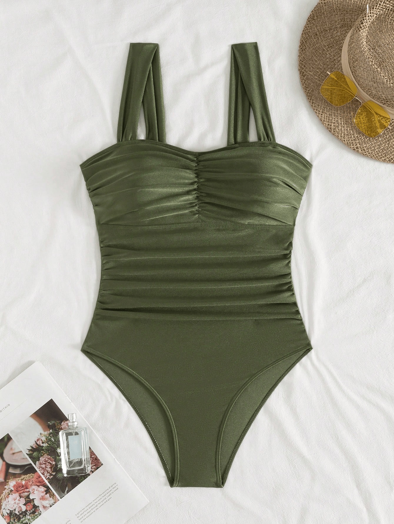 One-Piece Swimsuit with Sweetheart Neckline and Ruched Front view 3