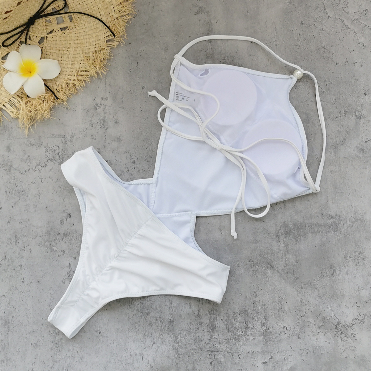 Halter Neck Cutout High-Leg One-Piece Swimsuit with Tie Back view 7