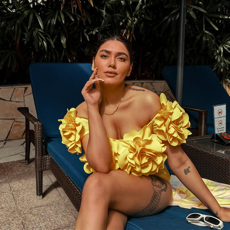 Off-Shoulder Ruffle One-Piece Swimsuit and Long Skirt Set