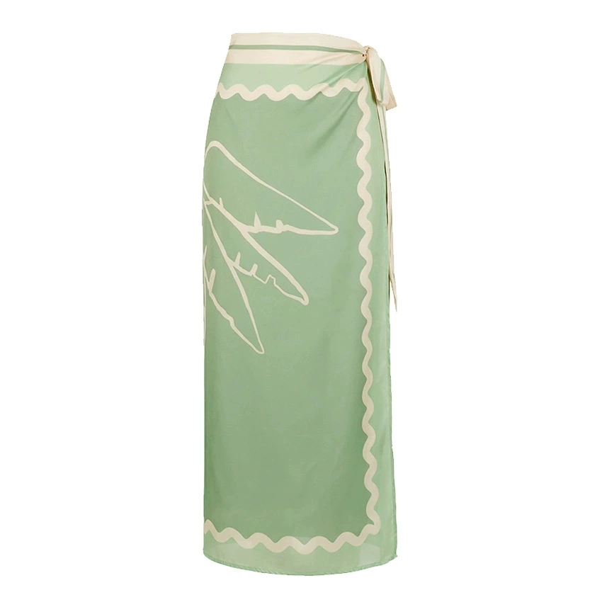 One-Piece Swimsuit and Wrap Sarong Skirt Set view 7
