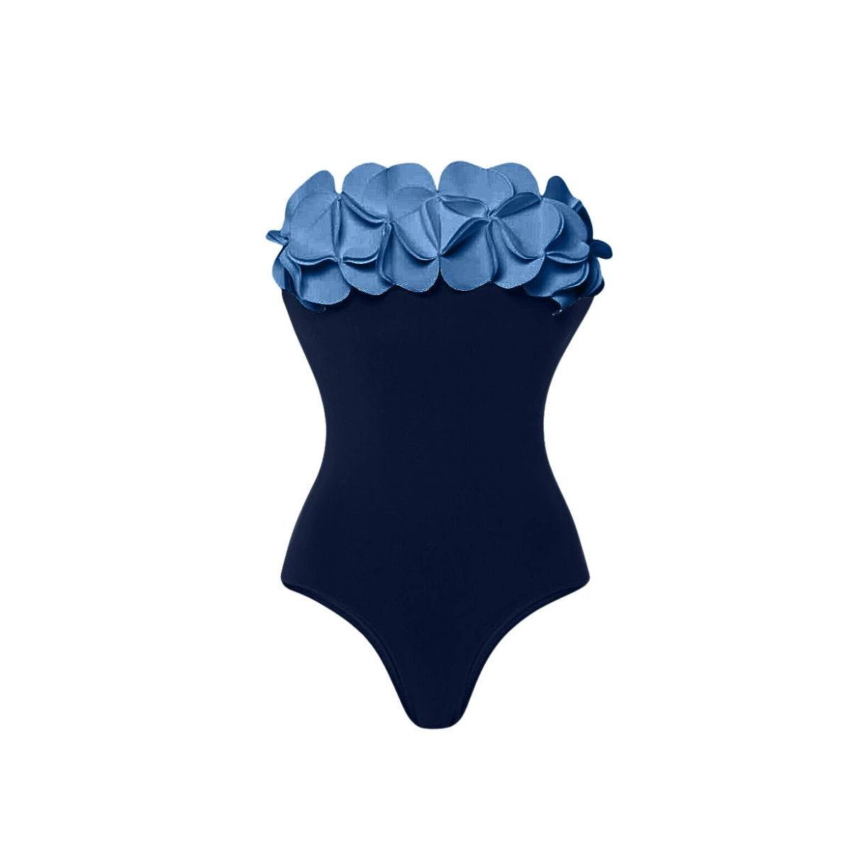 Three-Dimensional Appliqué Bandeau One-Piece Swimsuit and Cover-Up Set view 17