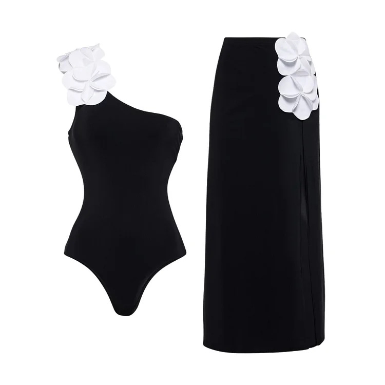 Black One-Shoulder Set