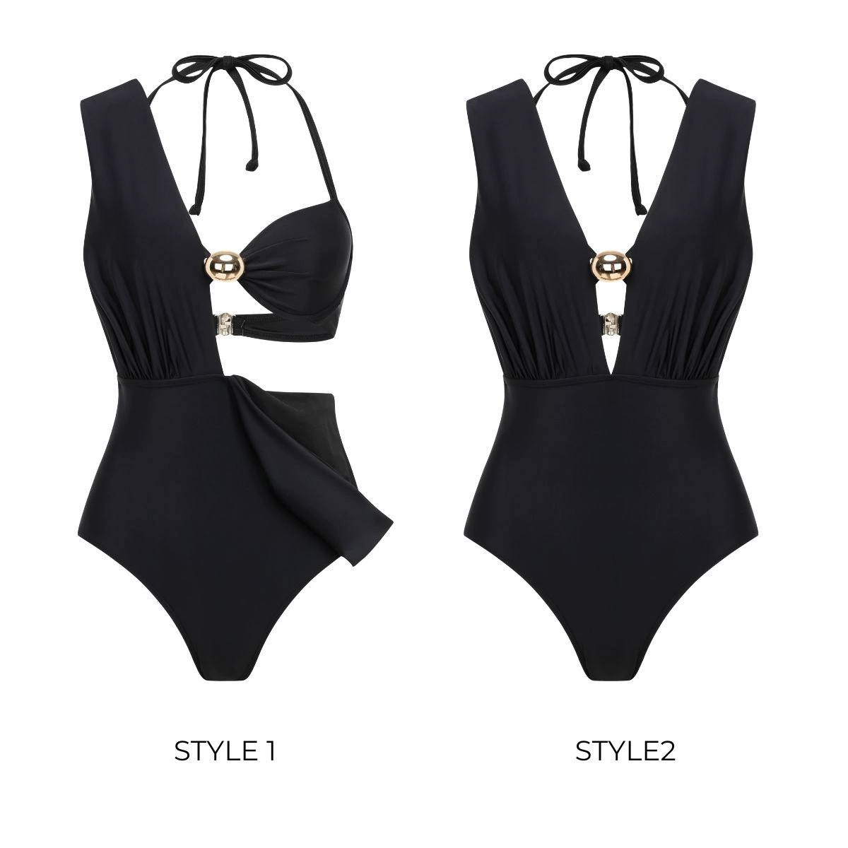 Convertible One-Piece Swimsuit and Sarong Skirt Set view 5