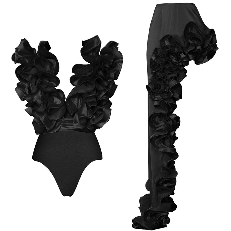 Ruffle Bodysuit and High-Low Skirt Set view 16