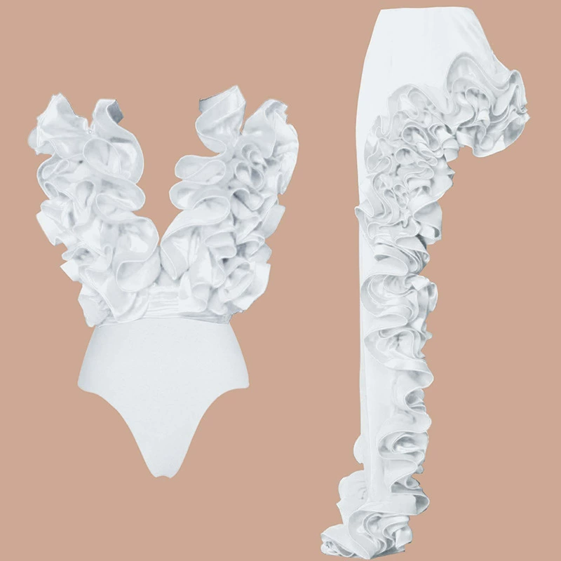 Ruffle Bodysuit and High-Low Skirt Set view 19