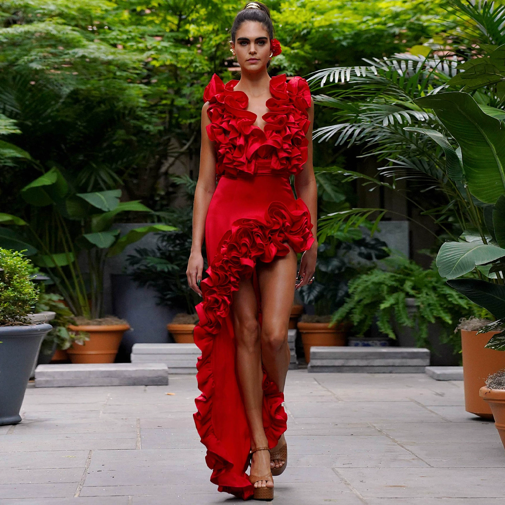 Ruffle Bodysuit and High-Low Skirt Set