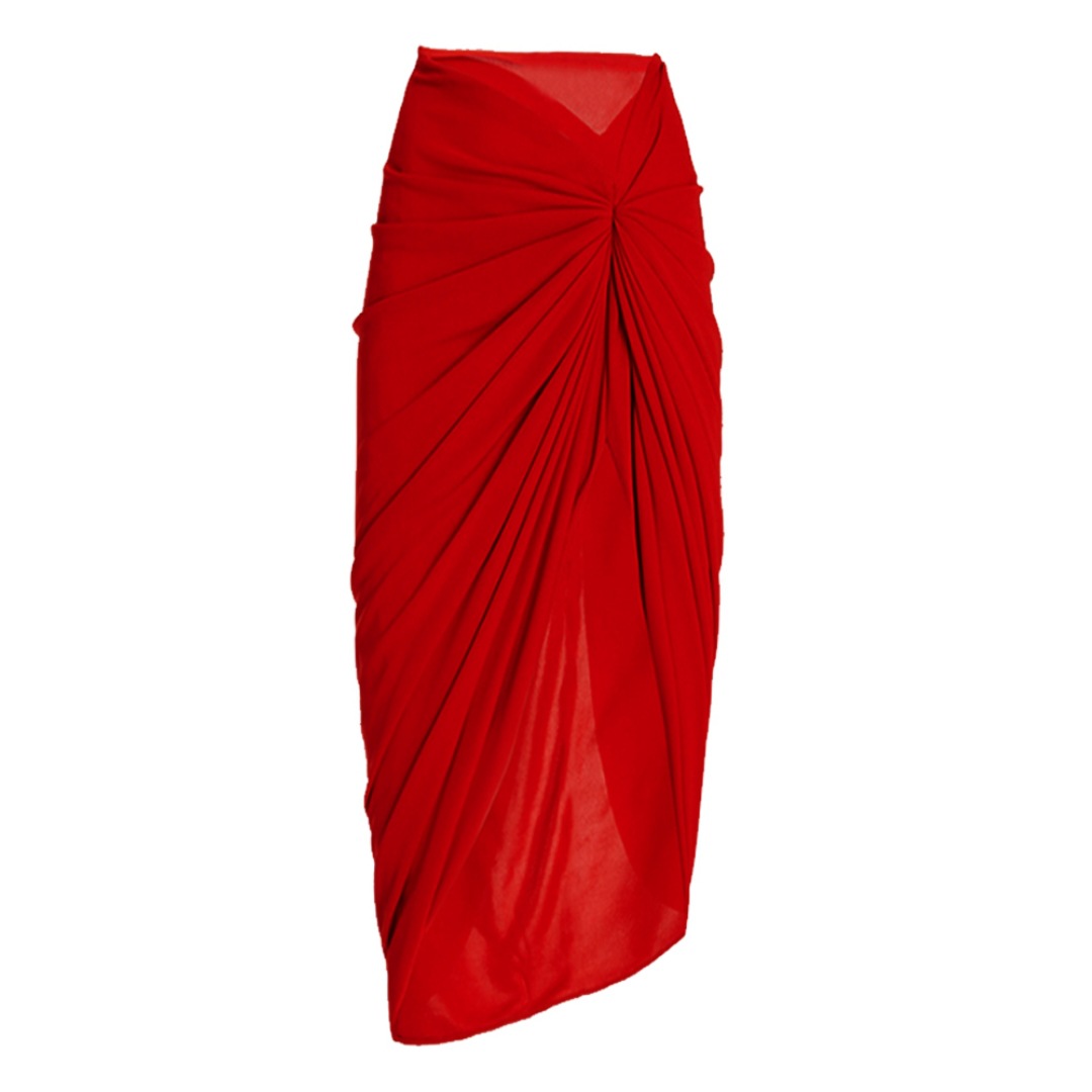 Red Mesh Wrap Skirt