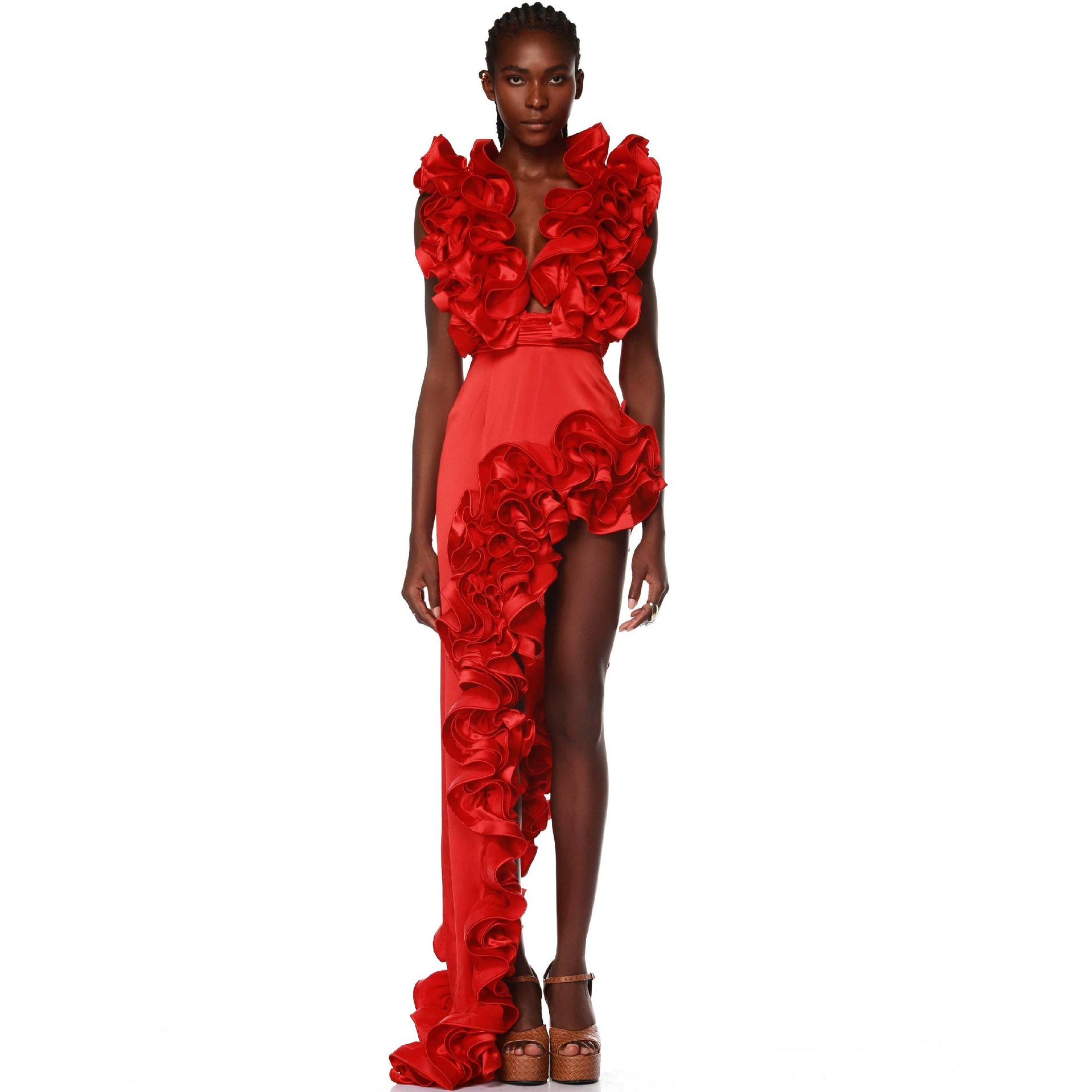 Ruffle Bodysuit and High-Low Skirt Set view 3