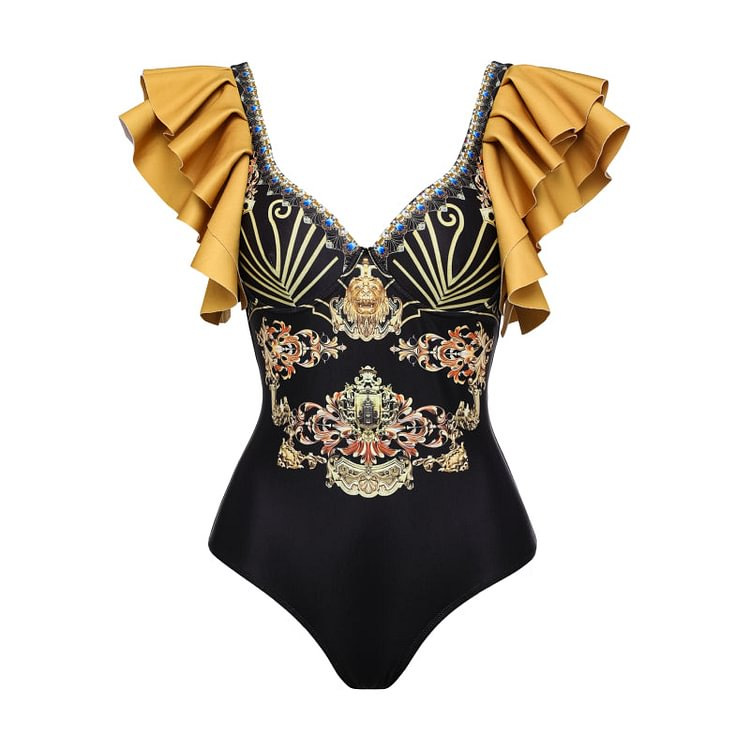 Black Gold Yellow Swimsuit