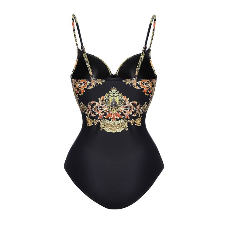 Spaghetti Strap One Piece Swimsuit with Optional Wrap or Umbrella Skirt Set