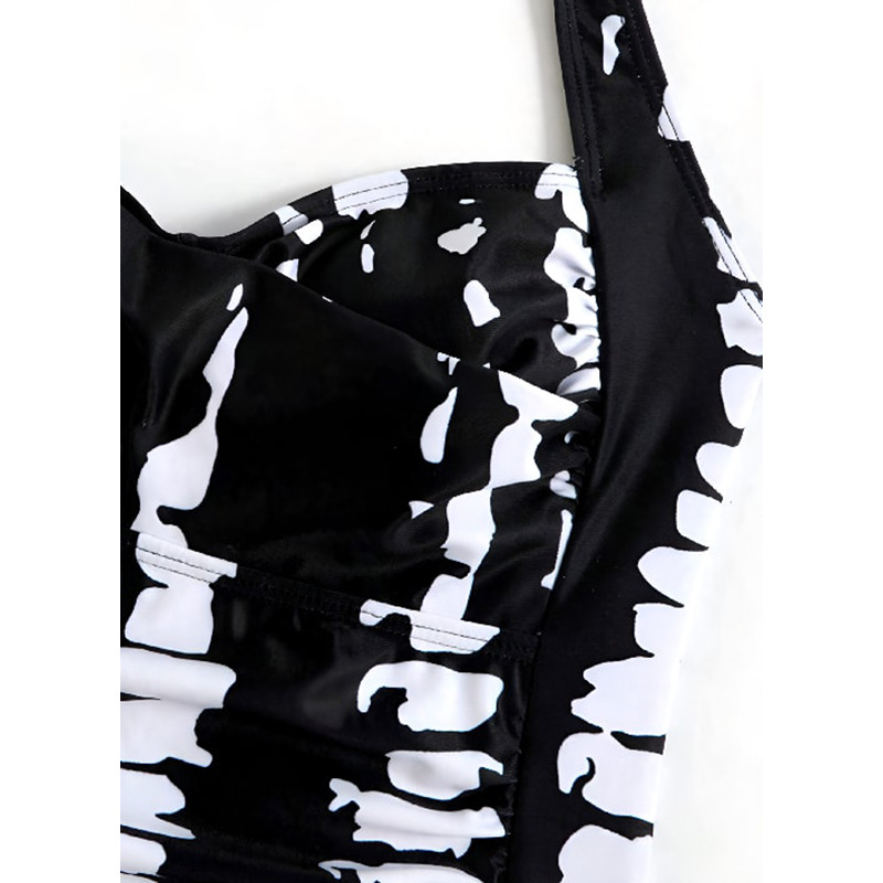 Halter Neck Ruched One-Piece Swimdress with Boyleg Shorts view 14