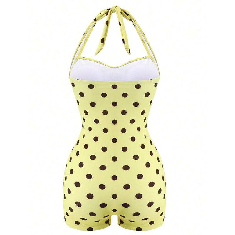 Halter Neck Ruched One-Piece Swimdress with Boyleg Shorts view 6