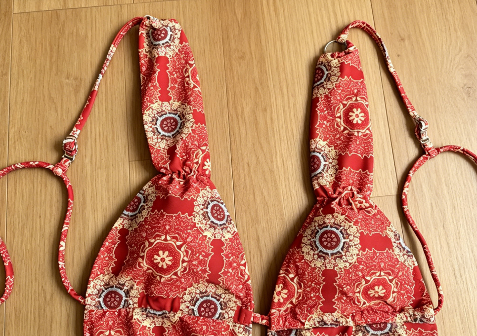 Red Medallion Print Plunge One-Piece Swimsuit with Cutouts and Side Ties view 7