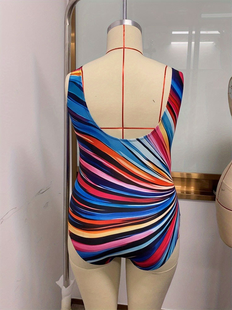Square Neck One-Piece Swimsuit with Twist Front view 4