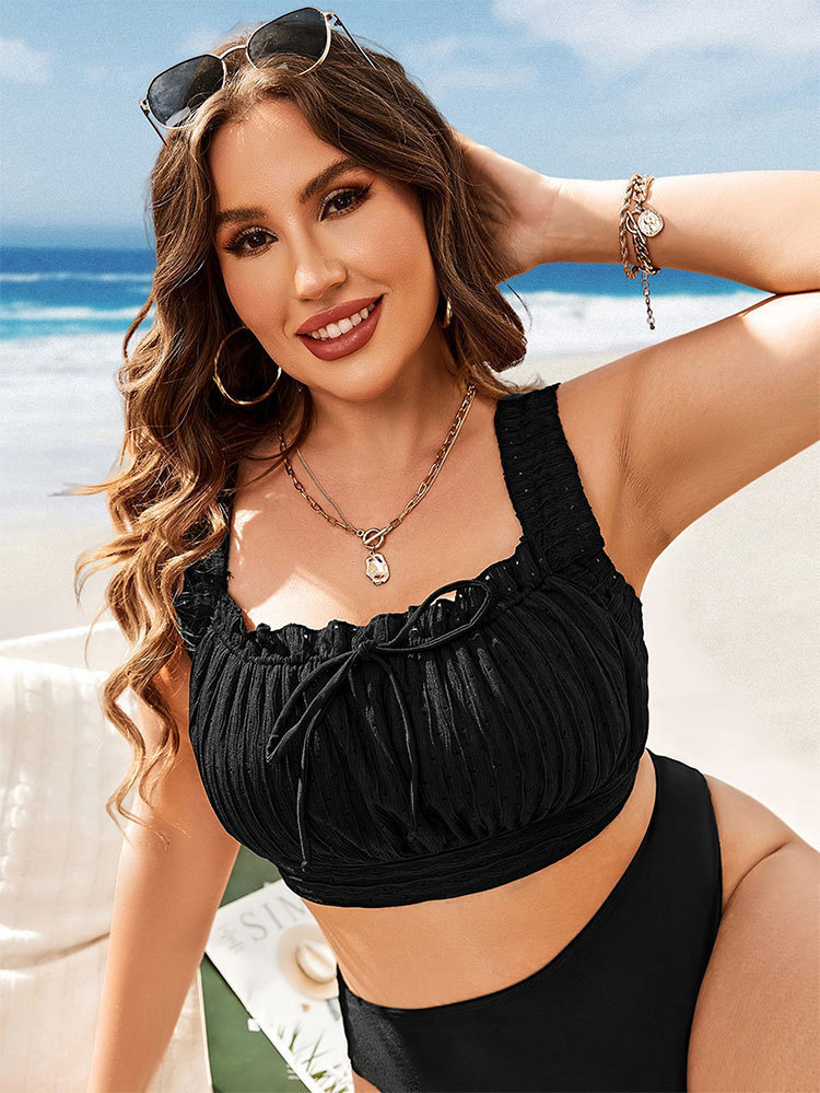 Square Neck Ruched Swim Top with Wide Straps view 4