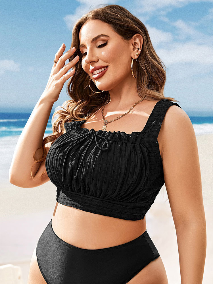 Square Neck Ruched Swim Top with Wide Straps view 5