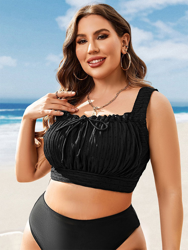 Square Neck Ruched Swim Top with Wide Straps view 6
