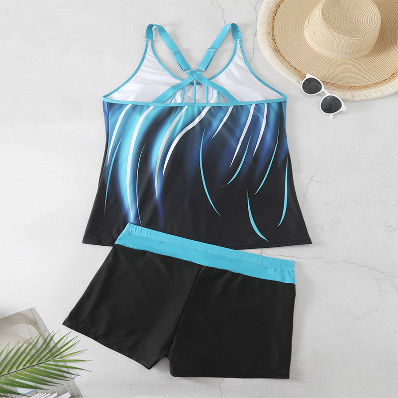 Women's Cross Back Tankini Top and Boyshort Swimwear Set view 10