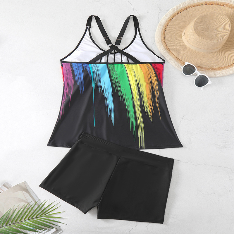 Women's Cross Back Tankini Top and Boyshort Swimwear Set view 7