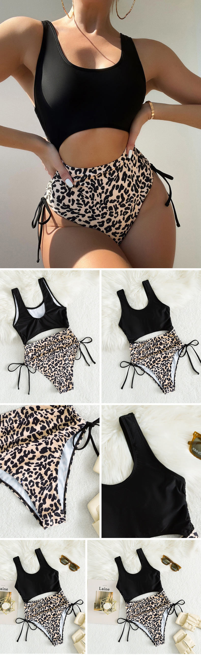 Women's Scoop Neck Tankini Set with Tie Side High Waist Bottoms view 10