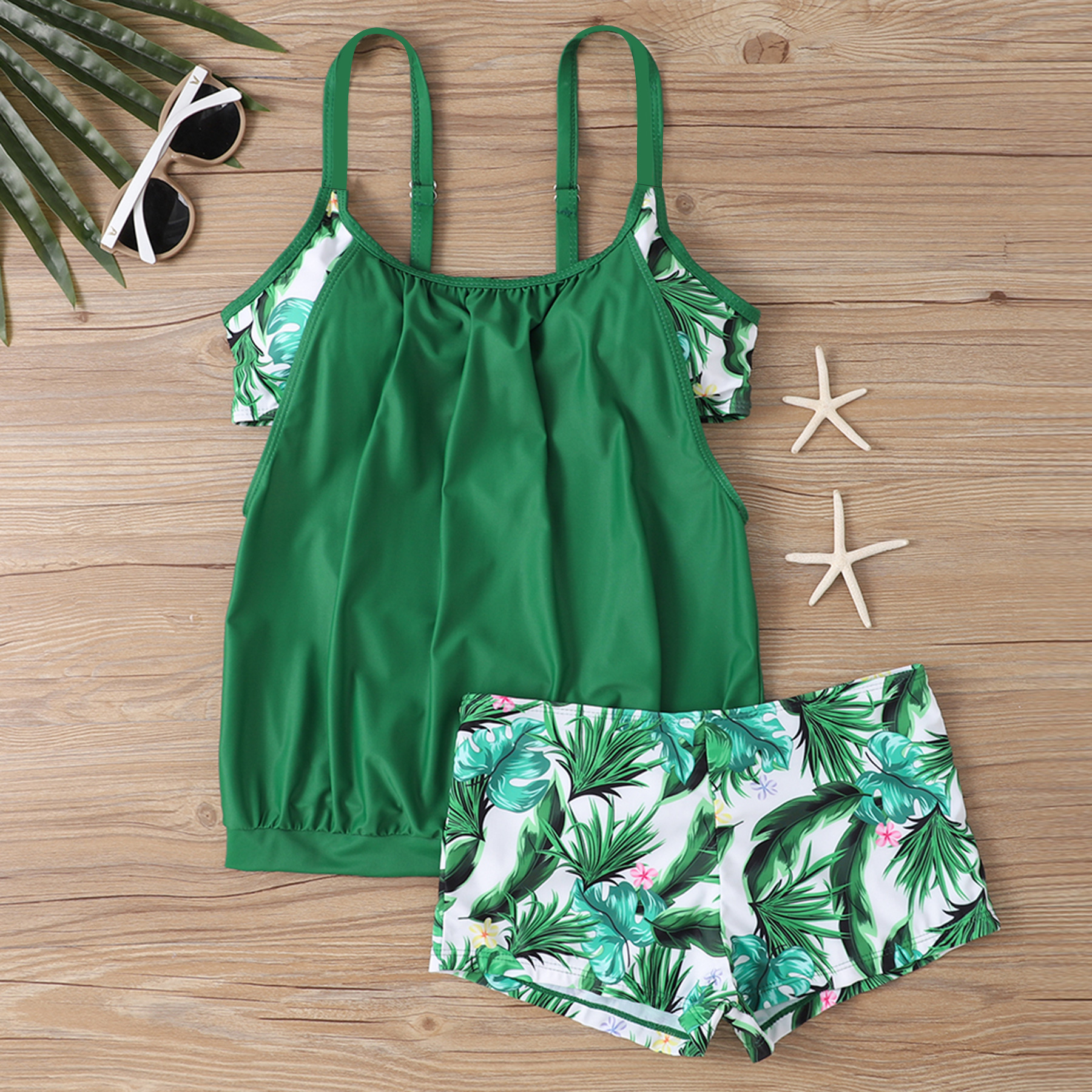 Two-Piece Tankini Swimsuit with Boy Shorts view 11