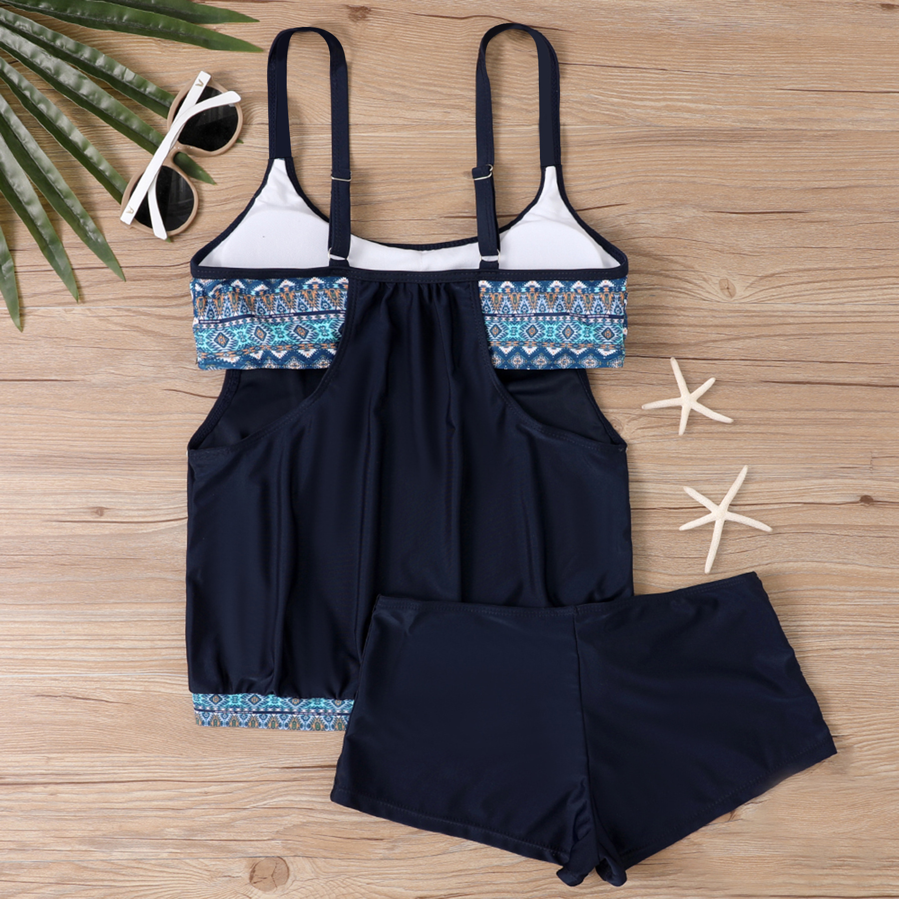 Two-Piece Tankini Swimsuit with Boy Shorts view 16