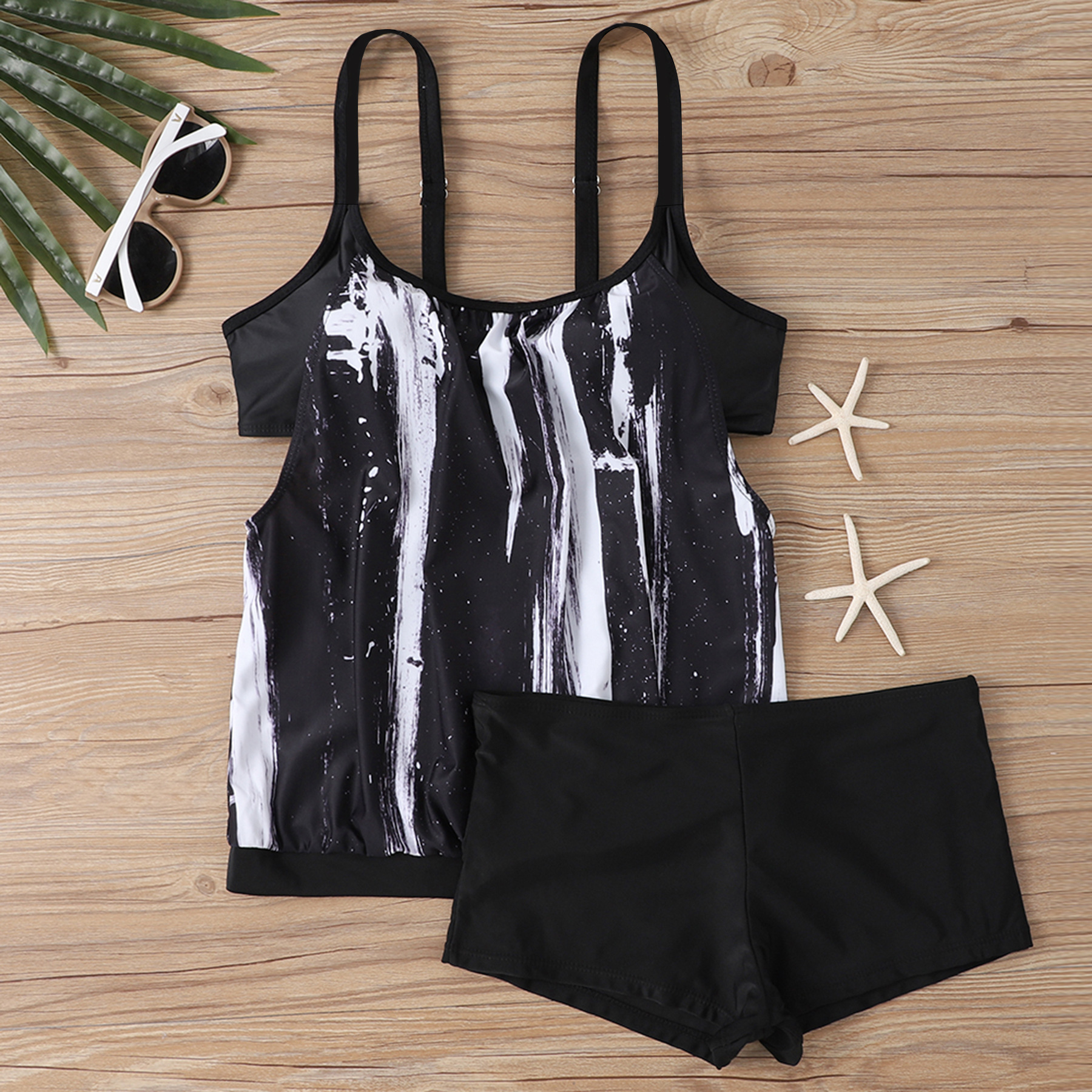 Two-Piece Tankini Swimsuit with Boy Shorts view 7