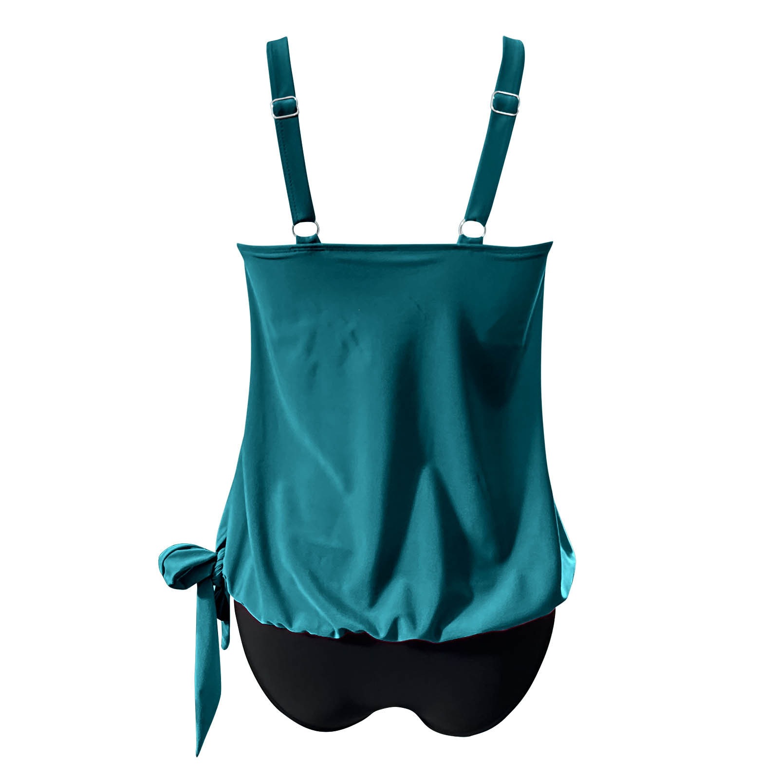 Women's Tankini Swimsuit with Ruched Top and Side Tie Bottom view 12