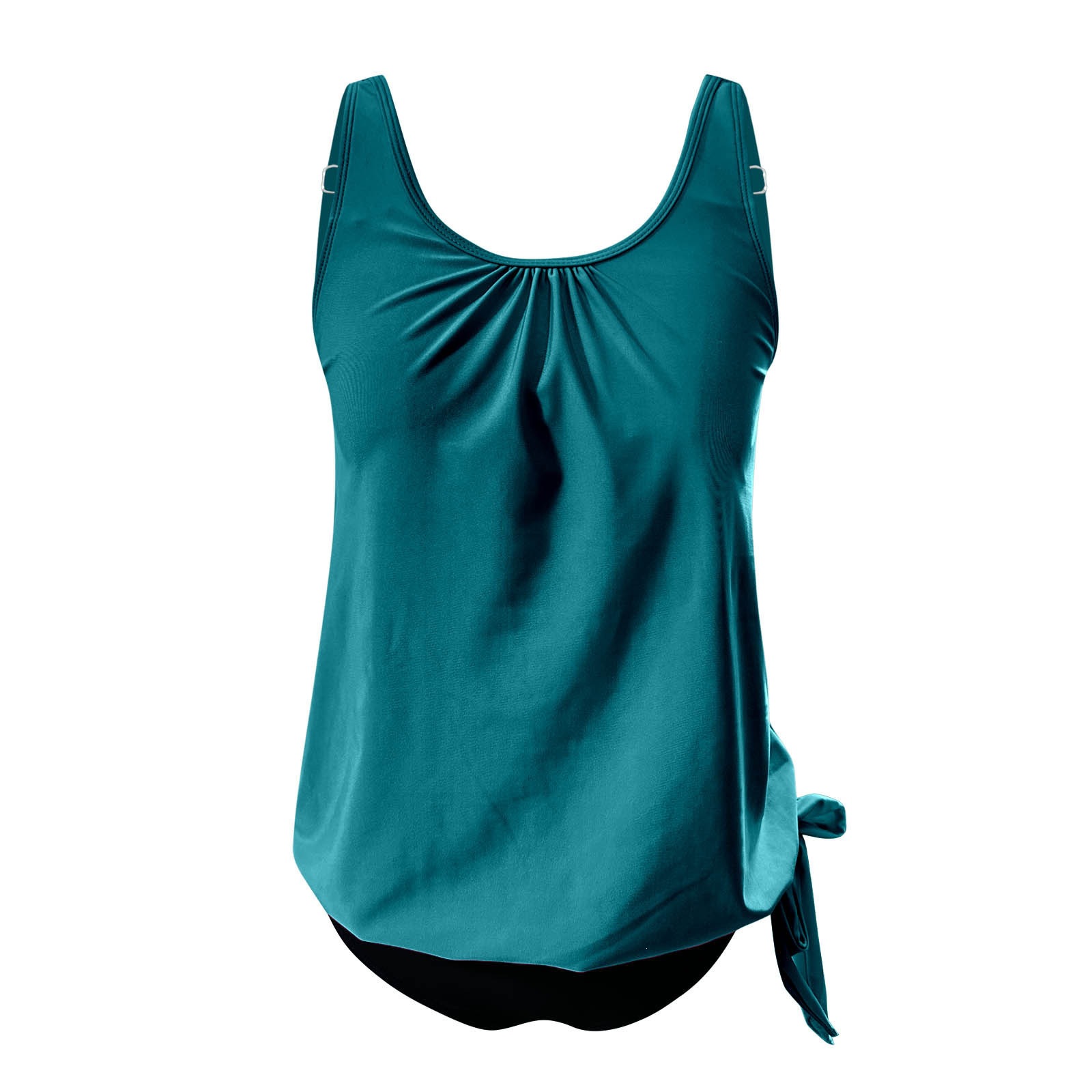 Women's Tankini Swimsuit with Ruched Top and Side Tie Bottom view 13