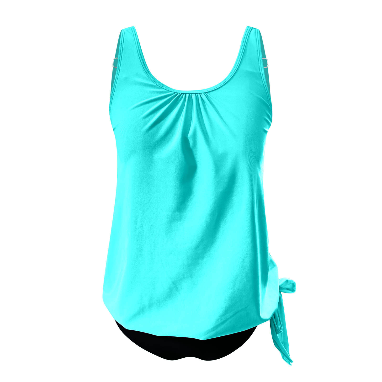 Women's Tankini Swimsuit with Ruched Top and Side Tie Bottom view 14