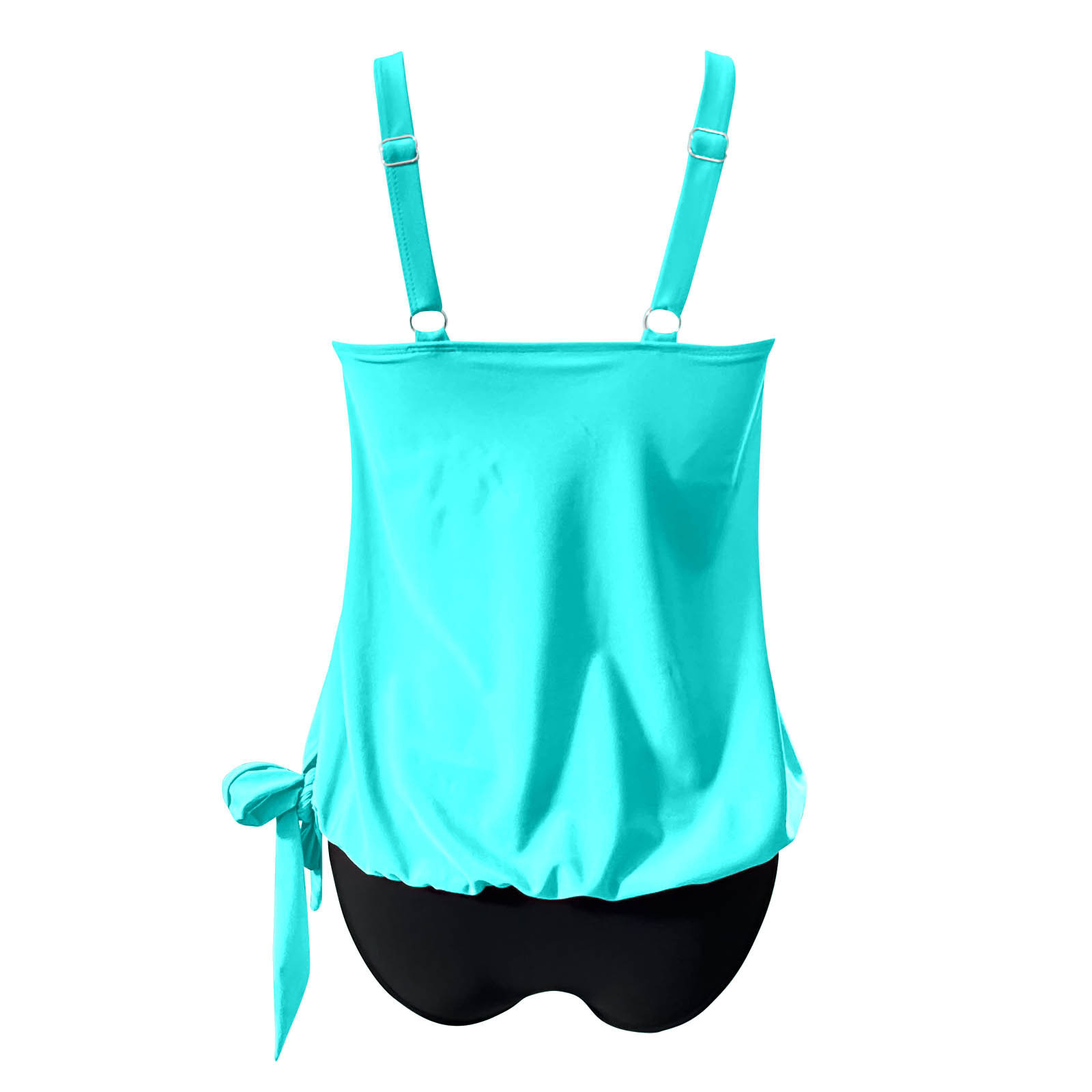 Women's Tankini Swimsuit with Ruched Top and Side Tie Bottom view 15