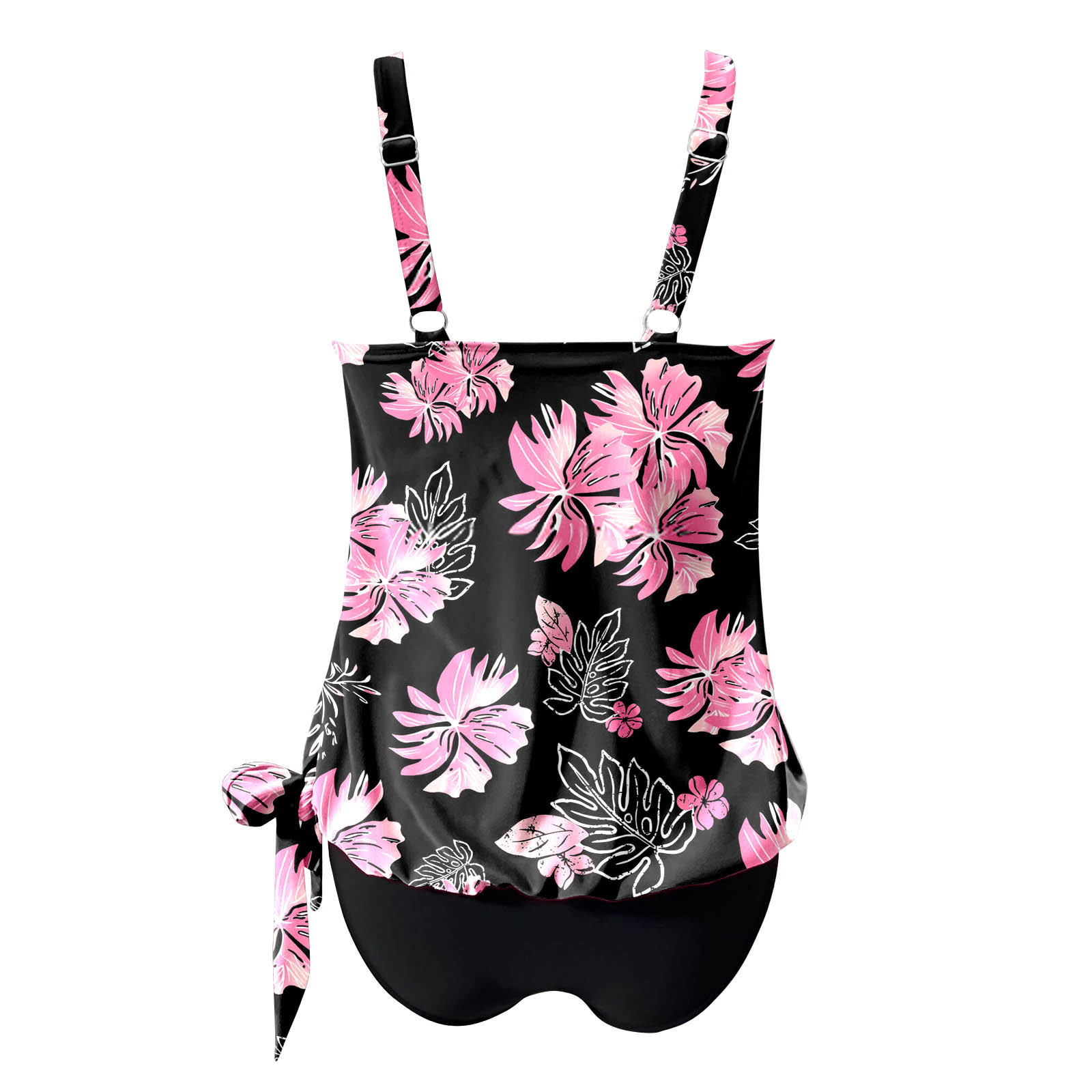 Women's Tankini Swimsuit with Ruched Top and Side Tie Bottom view 21